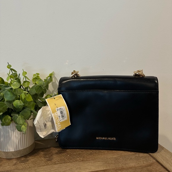 Michael Kors Black and Gold Crossbody Bag with Chain Straps - Picture 2 of 3